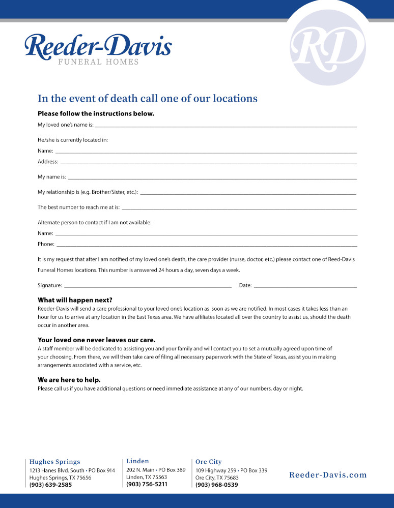 In Case of Death Please Notify