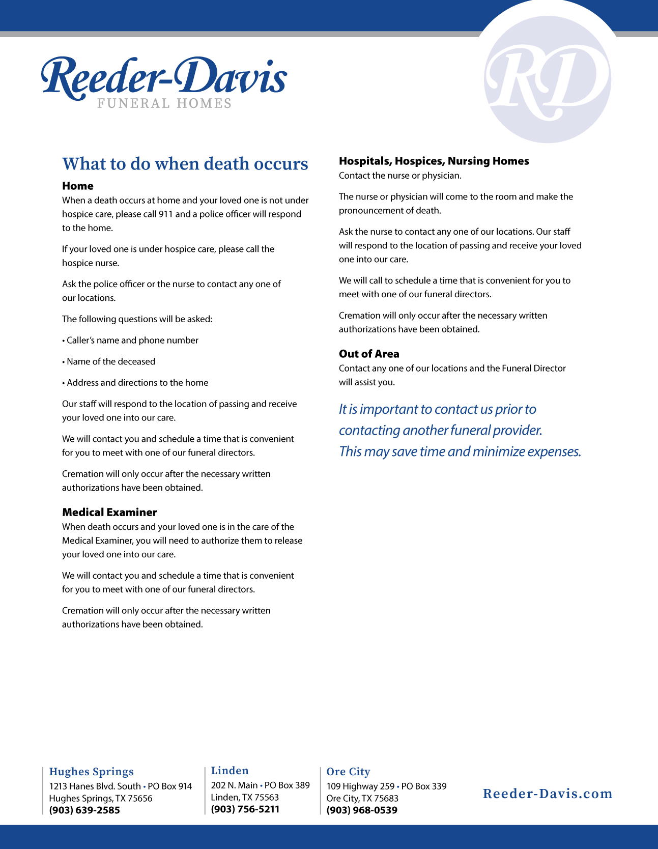 What to Do When Death Occurs