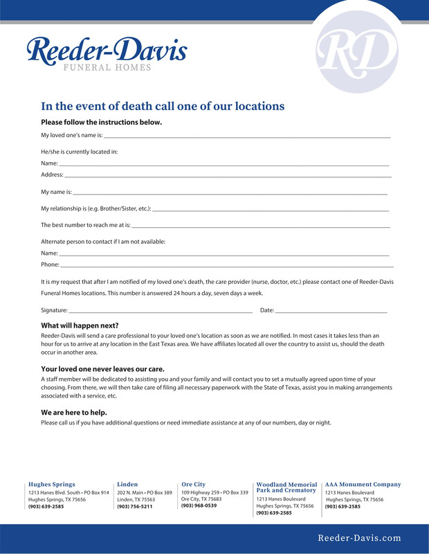 In Case of Death Please Notify