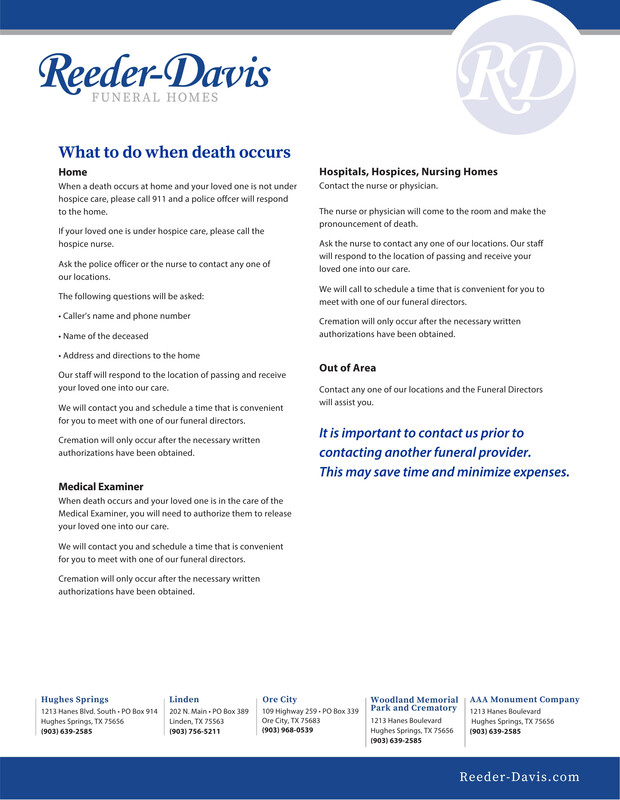 What to Do When Death Occurs